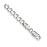 925 White Gold 4.5 mm Curb Chain Bracelet, Polished shown for scale