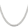 925 White Gold 5.3 mm Curb Chain Necklace, Polished
