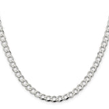 925 White Gold 5.3 mm Curb Chain Necklace, Polished