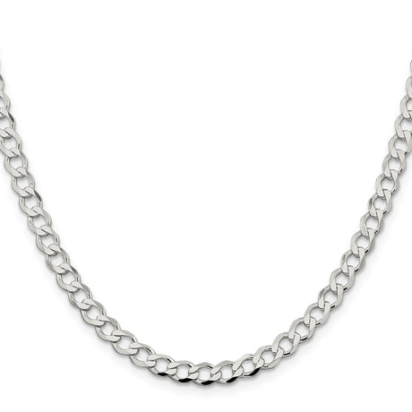 925 White Gold 5.3 mm Curb Chain Necklace, Polished