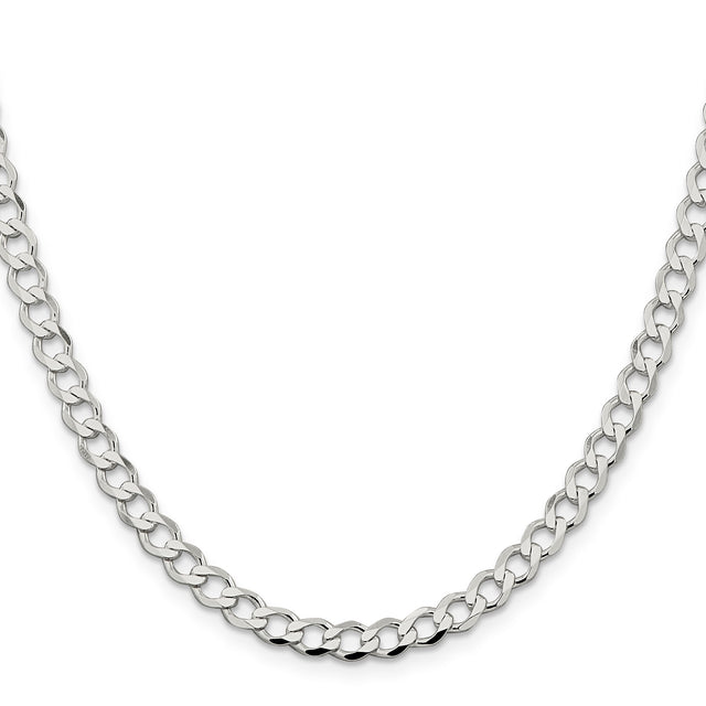 925 White Gold 5.3 mm Curb Chain Necklace, Polished