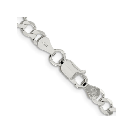 925 White Gold 5.3 mm Curb Chain Necklace, Polished alternate angle