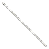 925 White Gold 5.3 mm Curb Chain Bracelet, Polished
