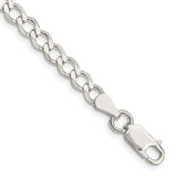 925 White Gold 5.3 mm Curb Chain Bracelet, Polished shown for scale
