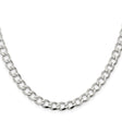 925 White Gold 6.7 mm Curb Chain Necklace, Polished