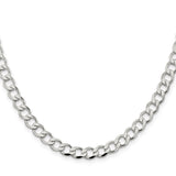925 White Gold 6.7 mm Curb Chain Necklace, Polished