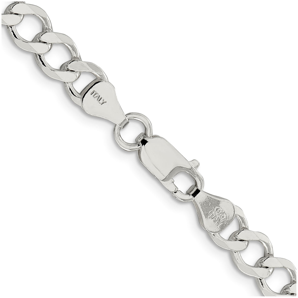 925 White Gold 6.7 mm Curb Chain Necklace, Polished alternate angle