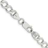925 White Gold 6.7 mm Curb Chain Necklace, Polished alternate angle