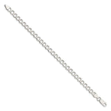 925 White Gold 6.7 mm Curb Chain Bracelet, Polished