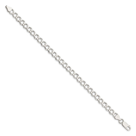 925 White Gold 6.7 mm Curb Chain Bracelet, Polished