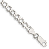 925 White Gold 6.7 mm Curb Chain Bracelet, Polished shown for scale