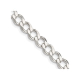 925 White Gold 6.7 mm Curb Chain Necklace, Polished detail view