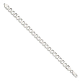 925 White Gold 8.1 mm Curb Chain Bracelet, Polished