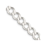 925 White Gold 8.1 mm Curb Chain Necklace, Polished detail view