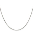 925 White Gold 1.5 mm Polished Chain Necklace, Solid