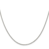 925 White Gold 1.5 mm Polished Chain Necklace, Solid