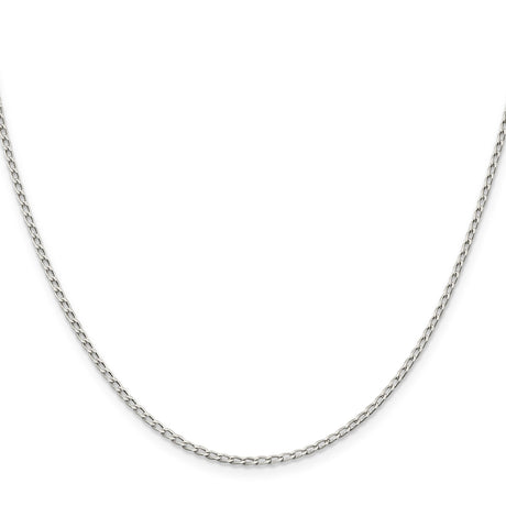 925 White Gold 1.5 mm Polished Chain Necklace, Solid