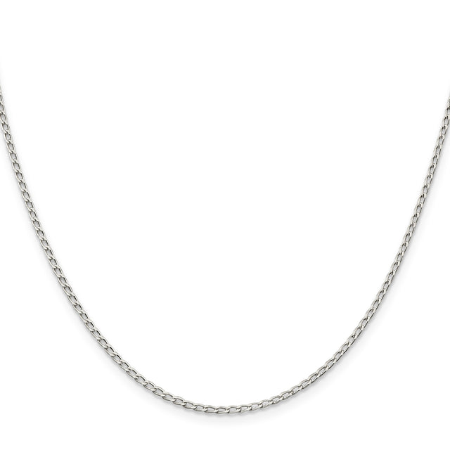 925 White Gold 1.5 mm Polished Chain Necklace, Solid