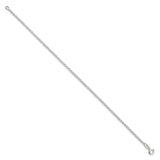 925 White Gold 1.5 mm Polished Chain Bracelet, Solid