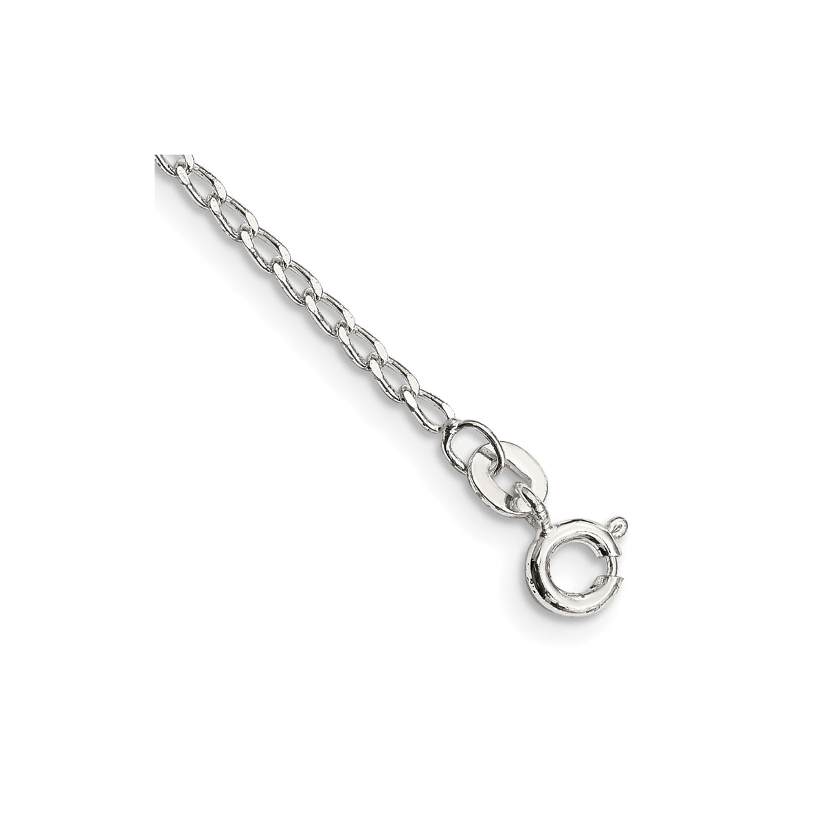 925 White Gold 1.5 mm Polished Chain Anklet, Solid shown for scale