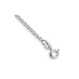 925 White Gold 1.5 mm Polished Chain Anklet, Solid shown for scale