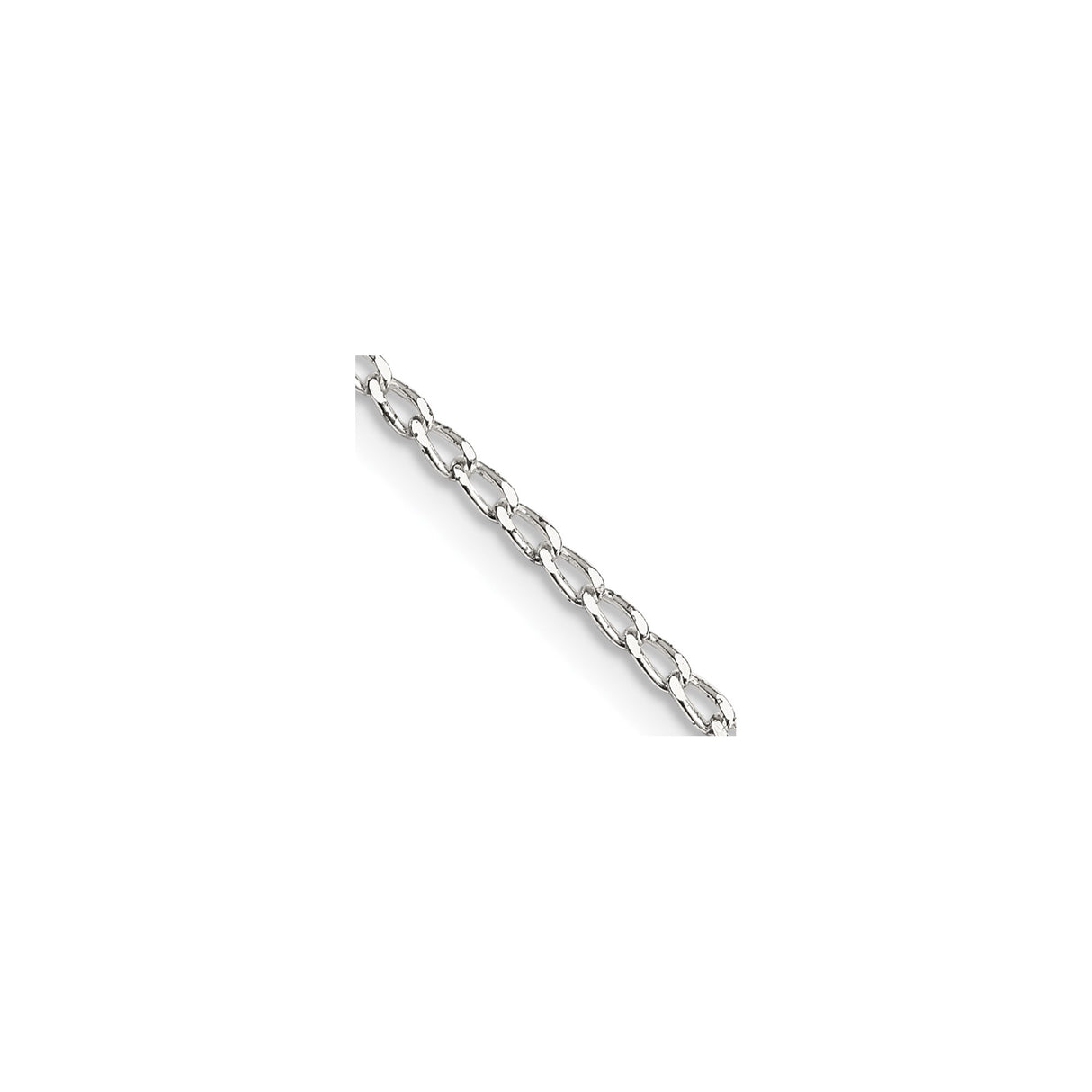 925 White Gold 1.5 mm Polished Chain Necklace, Solid detail view