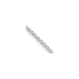 925 White Gold 1.5 mm Polished Chain Necklace, Solid detail view