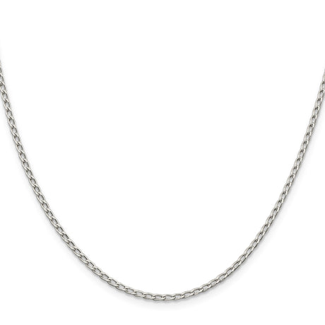 925 White Gold 2 mm Polished Chain Necklace, Solid