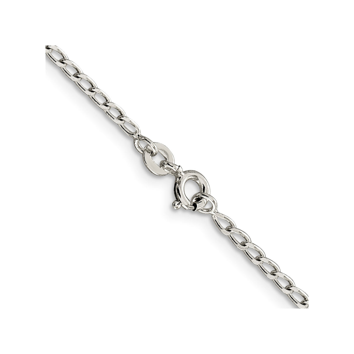 925 White Gold 2 mm Polished Chain Necklace, Solid alternate angle
