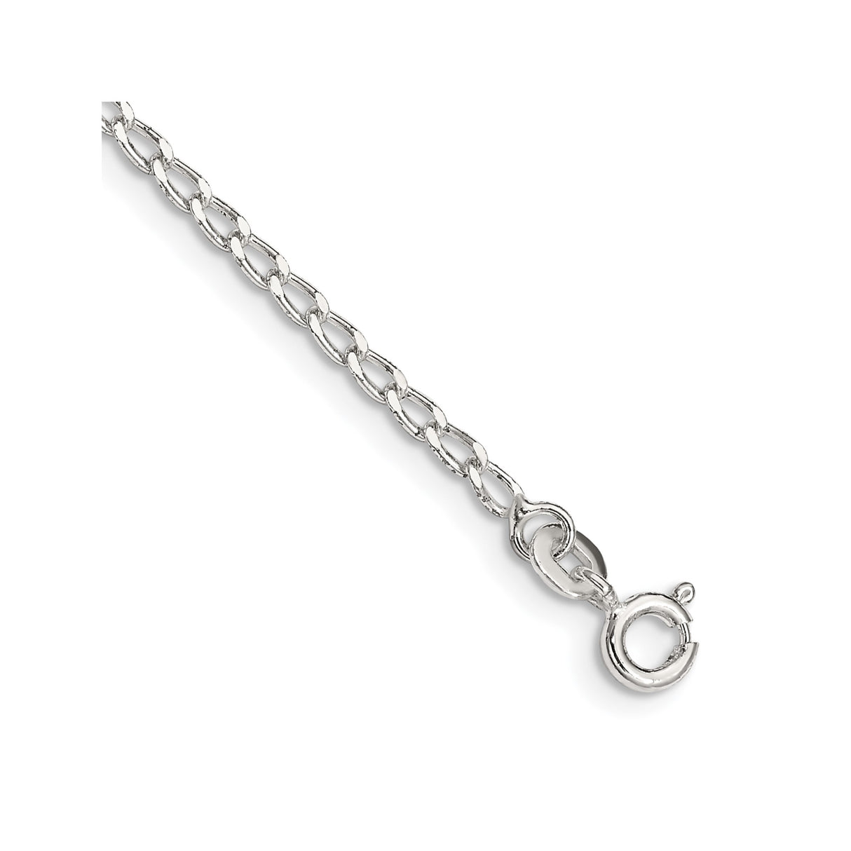 925 White Gold 2 mm Polished Chain Bracelet, Solid shown for scale