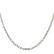 925 White Gold 2.8 mm Polished Chain Necklace, Solid