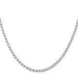 925 White Gold 2.8 mm Polished Chain Necklace, Solid