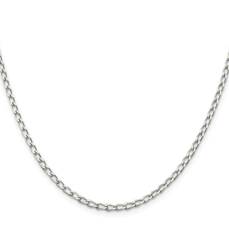 925 White Gold 2.8 mm Polished Chain Necklace, Solid