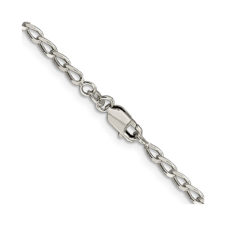925 White Gold 2.8 mm Polished Chain Necklace, Solid alternate angle