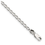 925 White Gold 2.8 mm Polished Chain Anklet, Solid shown for scale