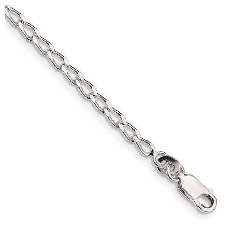925 White Gold 2.8 mm Polished Chain Anklet, Solid shown for scale