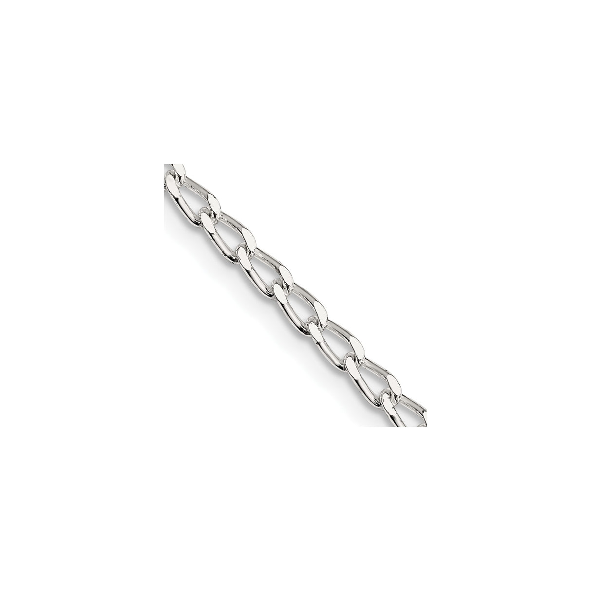 925 White Gold 2.8 mm Polished Chain Necklace, Solid detail view