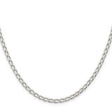 925 White Gold 3.2 mm Curb Chain Anklet, Solid