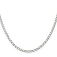 925 White Gold 3.2 mm Polished Chain Necklace, Solid