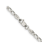 925 White Gold 3.2 mm Curb Chain Anklet, Solid alternate angle