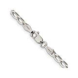 925 White Gold 3.2 mm Polished Chain Necklace, Solid alternate angle