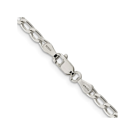 925 White Gold 3.2 mm Polished Chain Necklace, Solid alternate angle