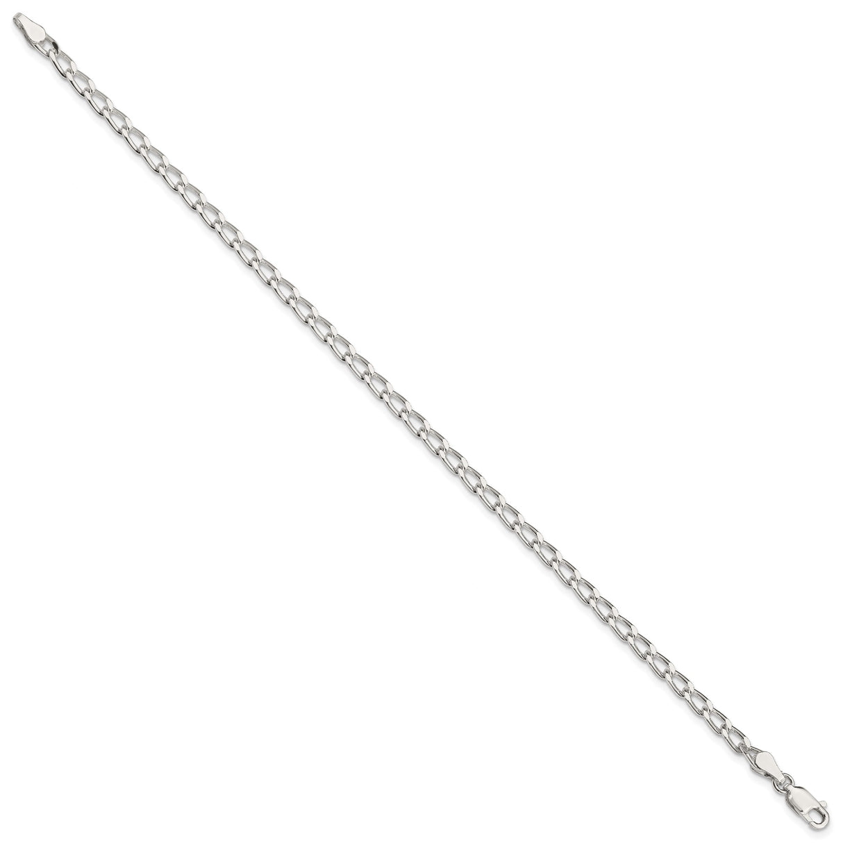 925 White Gold 3.2 mm Polished Chain Bracelet, Solid