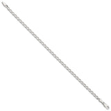 925 White Gold 3.2 mm Polished Chain Bracelet, Solid
