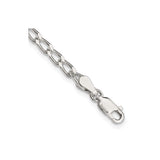 925 White Gold 3.2 mm Polished Chain Anklet, Solid shown for scale