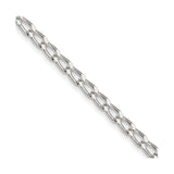 925 White Gold 3.2 mm Polished Chain Necklace, Solid detail view