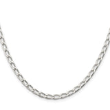 925 White Gold 4.3 mm Polished Chain Necklace, Solid