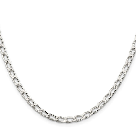 925 White Gold 4.3 mm Polished Chain Necklace, Solid