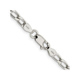 925 White Gold 4.3 mm Polished Chain Necklace, Solid alternate angle