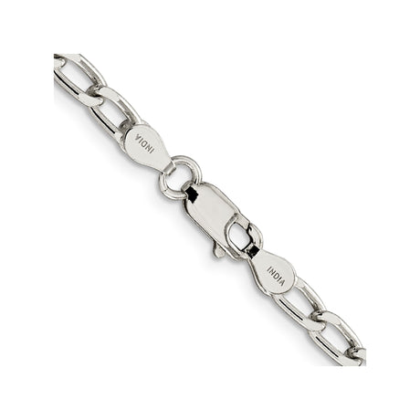 925 White Gold 4.3 mm Polished Chain Necklace, Solid alternate angle